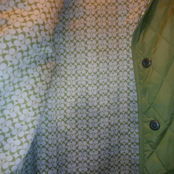Coach Green Quilted Lightweight Jacket Diamond Stitching . Size Large - Picture 6 of 9
